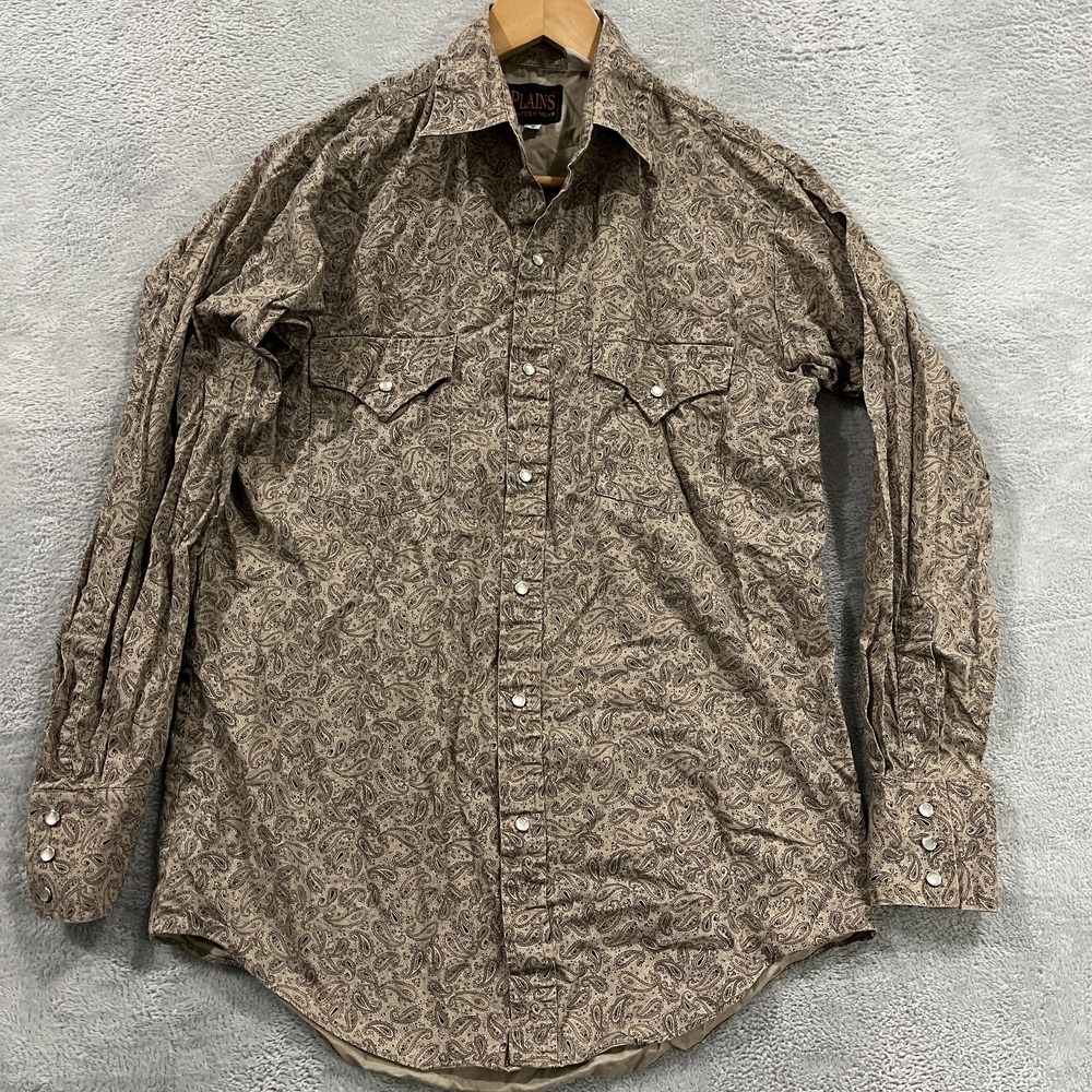 Vintage Plainsβ Western Wear Shirt Men Small Pearl Snap Southwestern Cowboy Farm